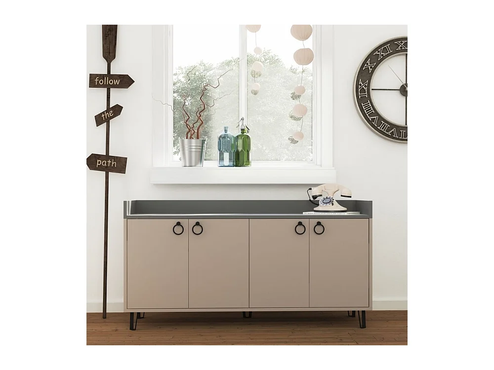 Madia 4 ante Dea 140x36x80 h colore tortora antracite