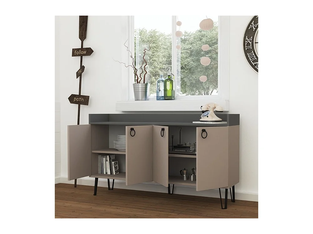 Madia 4 ante Dea 140x36x80 h colore tortora antracite