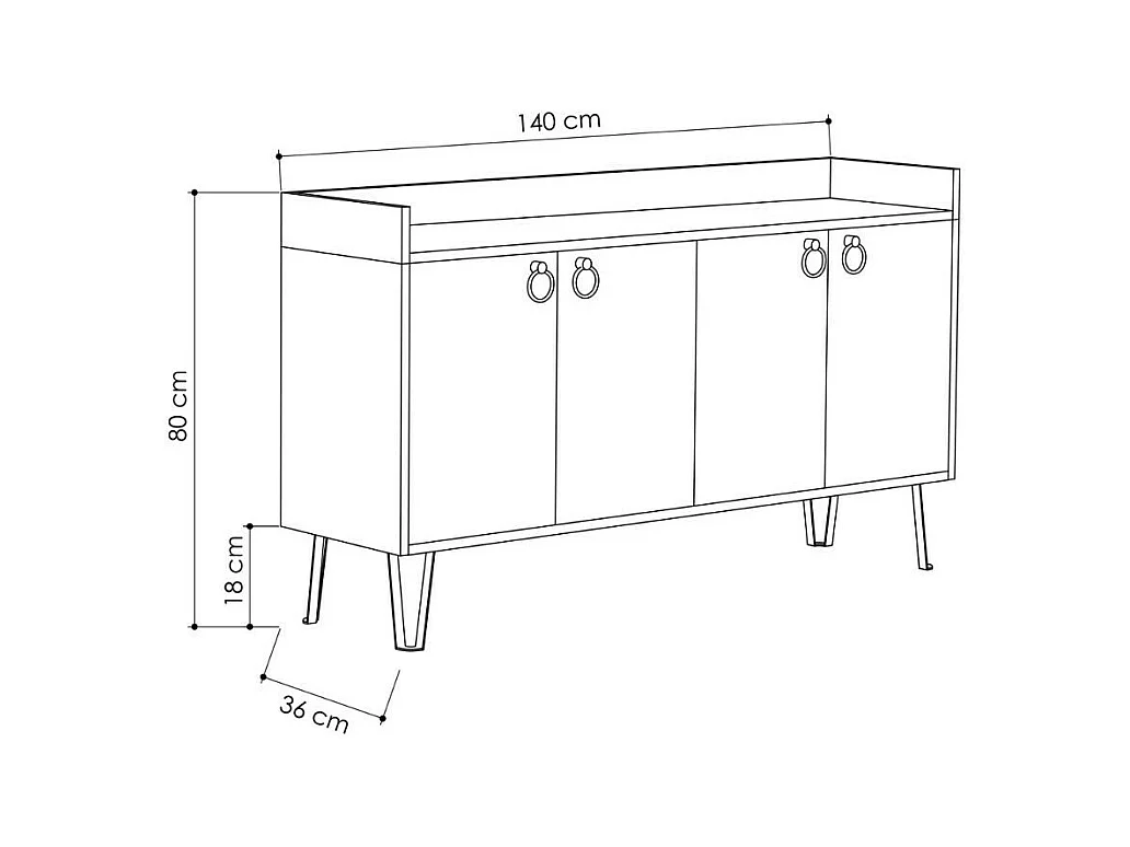Madia 4 ante Dea 140x36x80 h colore tortora antracite