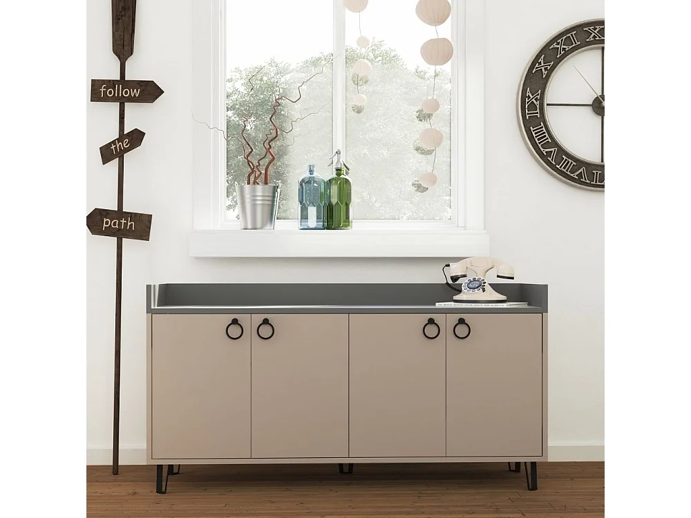 Madia 4 ante Dea 140x36x80 h colore tortora antracite