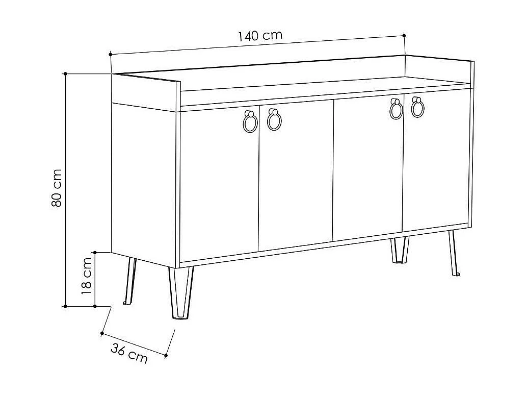 Madia 4 ante Dea 140x36x80 h colore tortora antracite