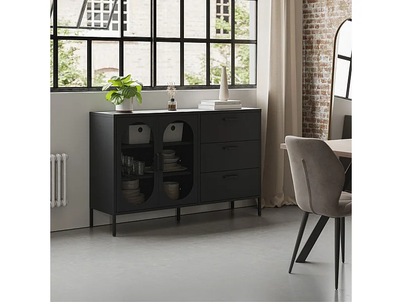 Dressoir Diora - 140x40x90cm - Zwart