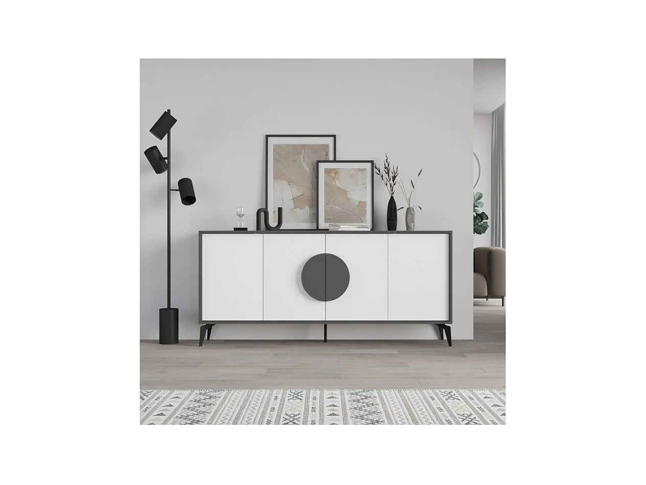 Madia 4 ante Gora180 colore antracite e bianco 180x35,6x82