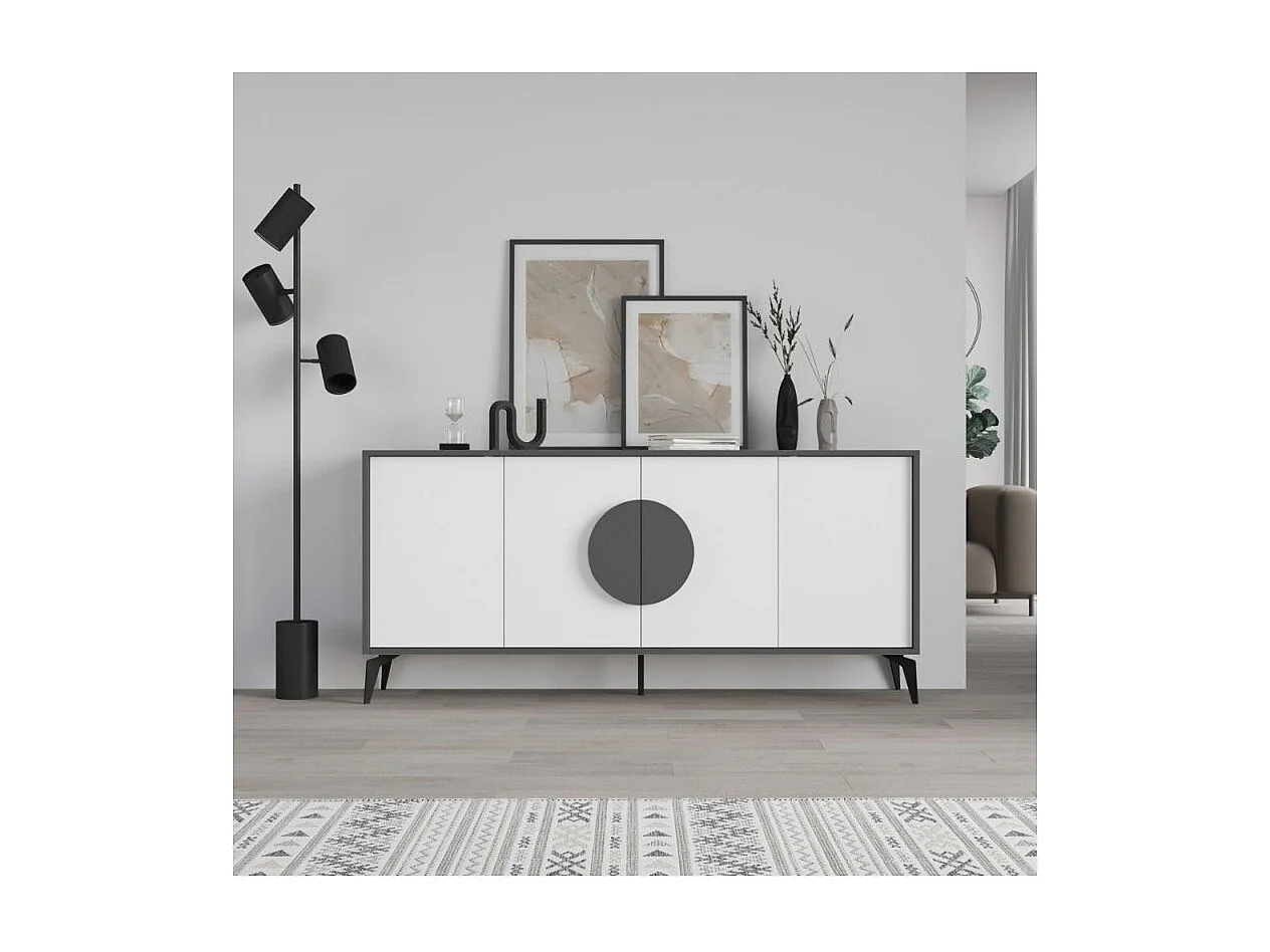 Madia 4 ante Gora180 colore antracite e bianco 180x35,6x82