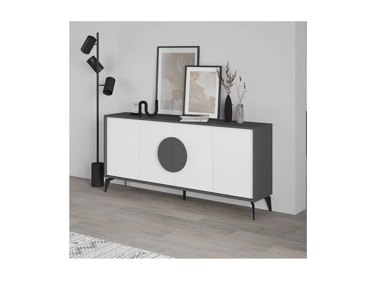 Madia 4 ante Gora180 colore antracite e bianco 180x35,6x82