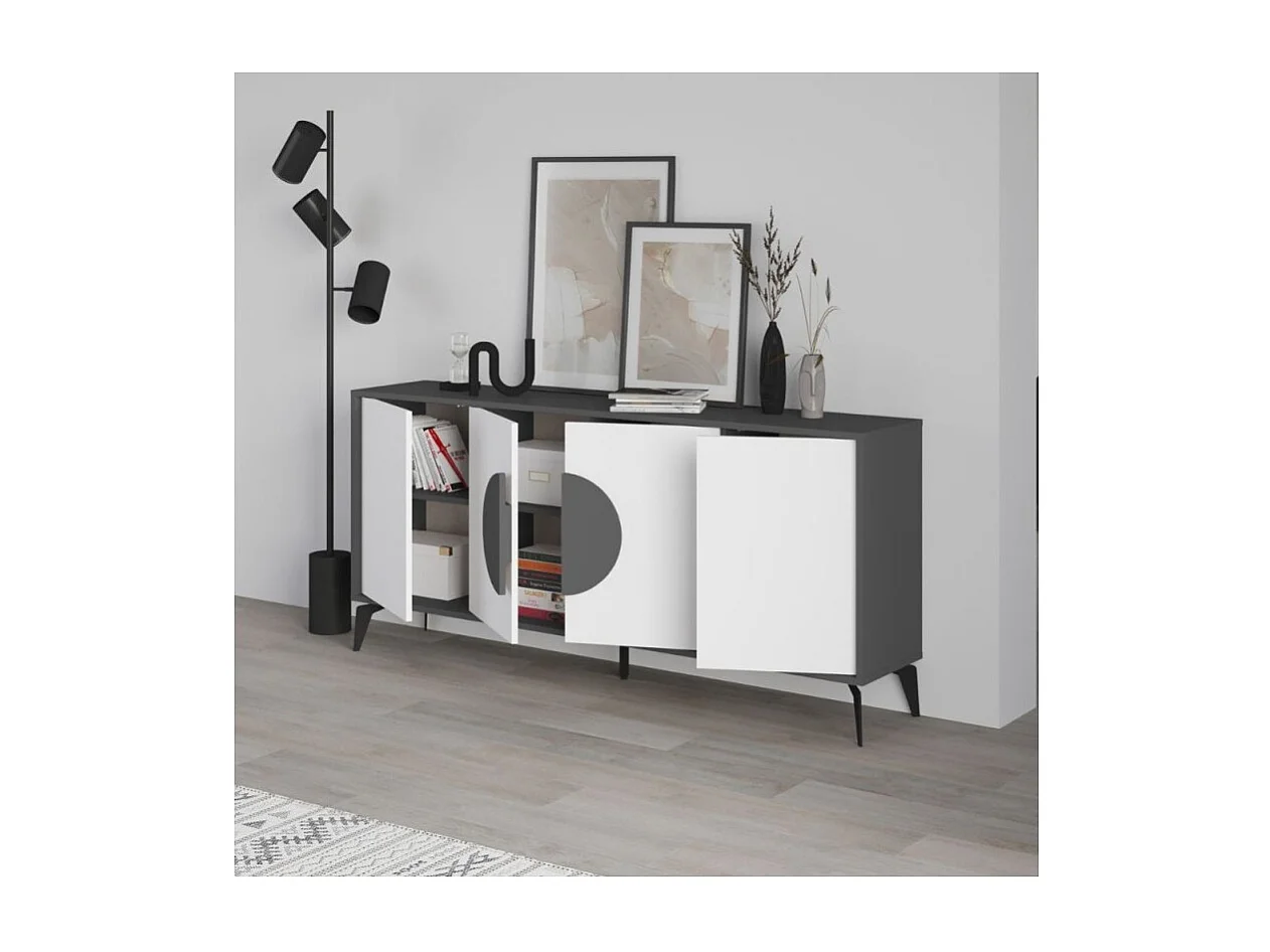 Madia 4 ante Gora180 colore antracite e bianco 180x35,6x82