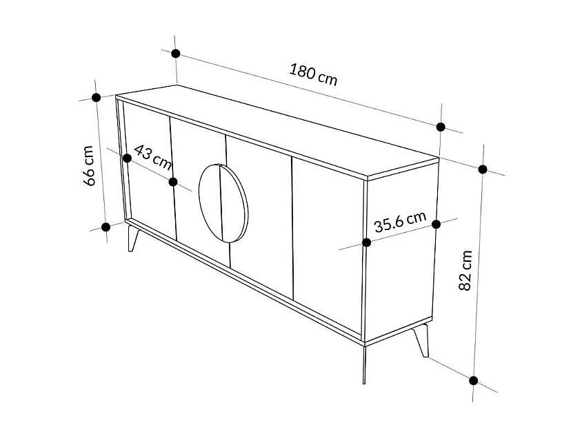 Madia 4 ante Gora180 colore antracite e bianco 180x35,6x82