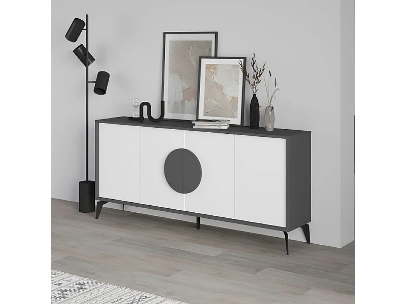 Madia 4 ante Gora180 colore antracite e bianco 180x35,6x82