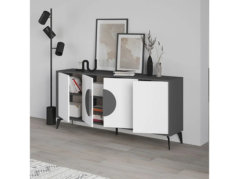 Madia 4 ante Gora180 colore antracite e bianco 180x35,6x82