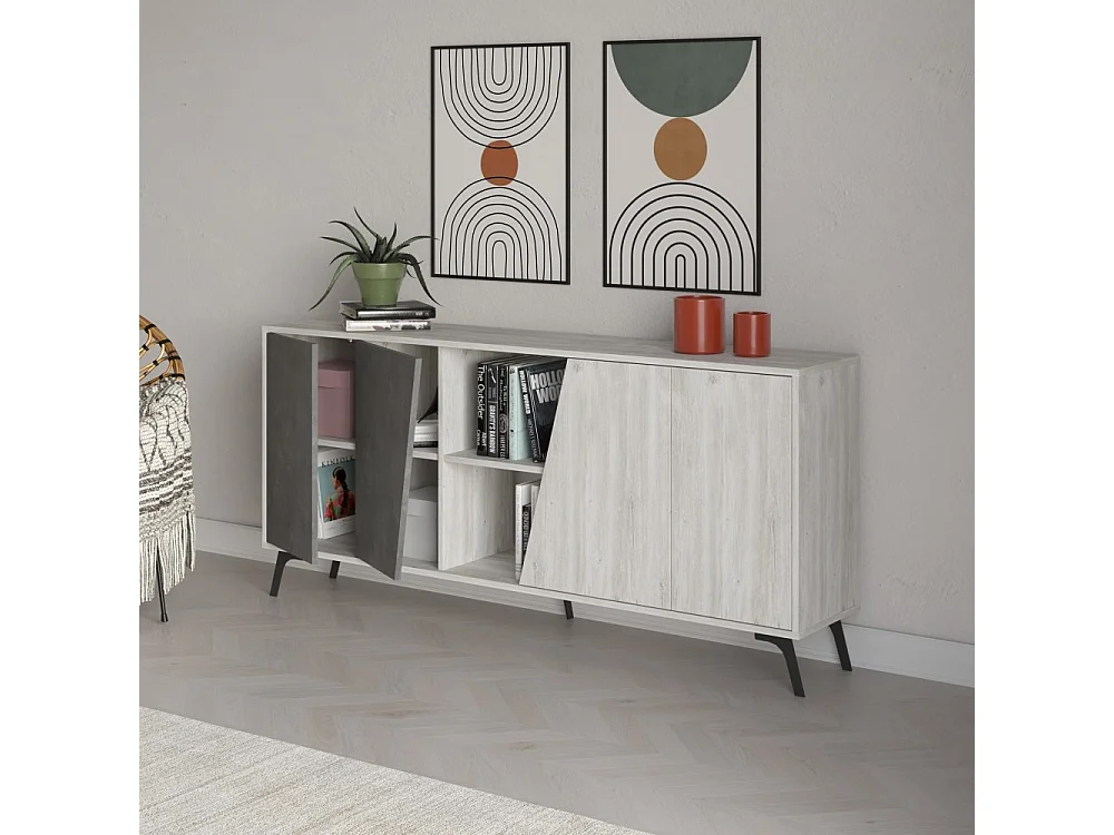 Madia 4 ante Fiona 180x35,6x82H colore rovere e antracite