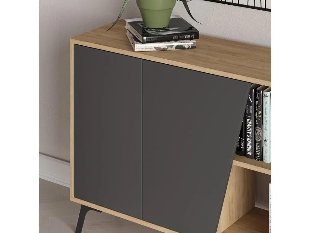 Madia 4 ante Fiona 180x35,6x82H colore rovere e antracite