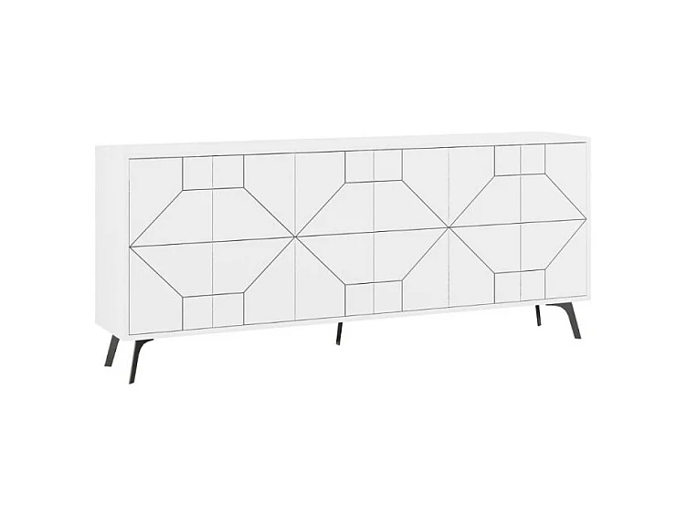 Madia 6 ante con disegno geometrico Dune 184x35x77,4 colore bianco