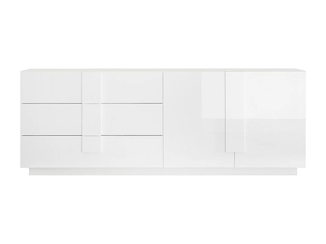 Moderne Kommode Jupiter WH L1, 2 Türen, 3 Schubladen, Hochglanz Weiß