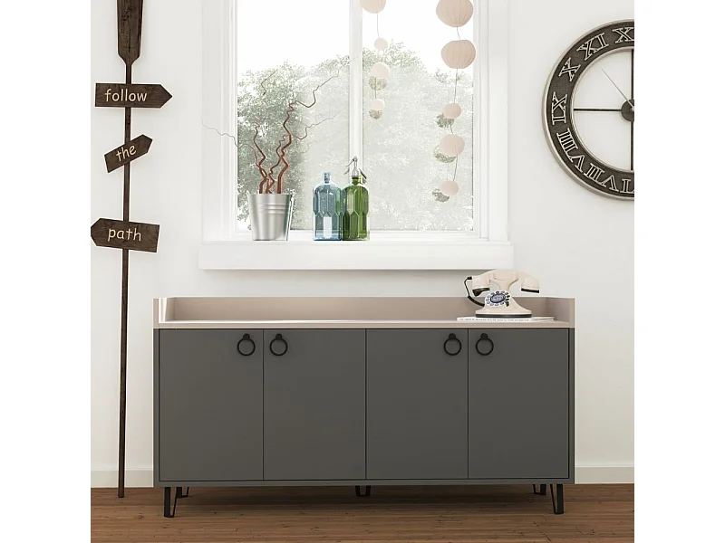 Madia 4 ante Dea 140x36x80 h colore antracite tortora