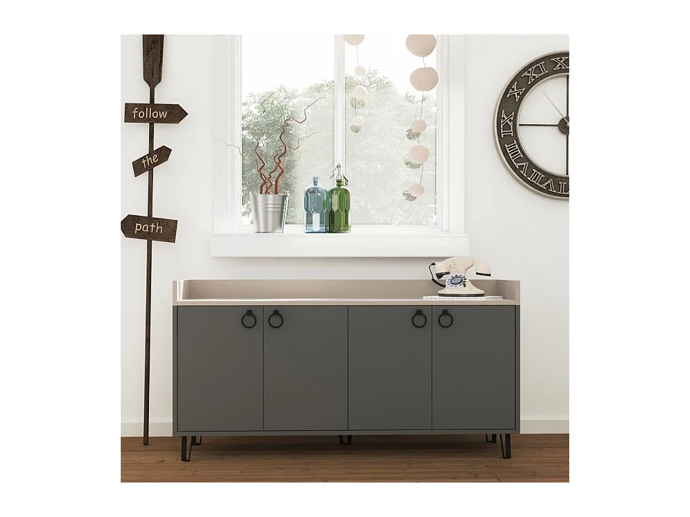 Madia 4 ante Dea 140x36x80 h colore antracite tortora