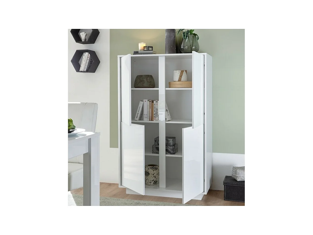 Mobile contenitore 4 ante bianco lucido Ice 92x43x145H