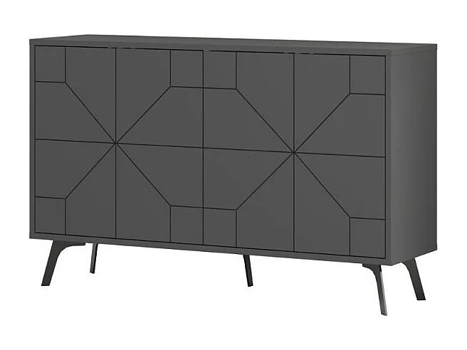 Madia 4 ante con disegno geometrico Dune 123x35x77,4 colore antracite