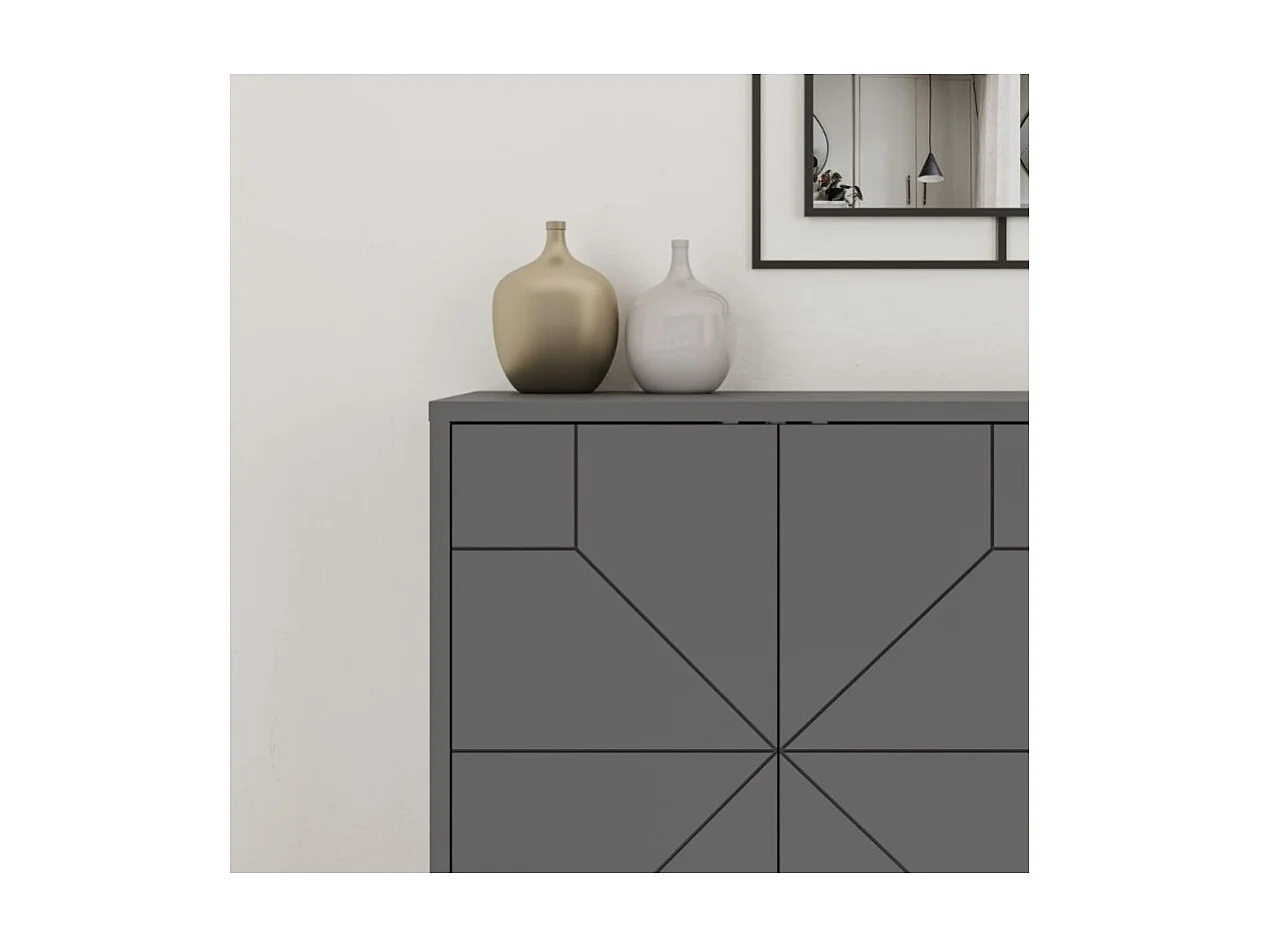 Madia 4 ante con disegno geometrico Dune 123x35x77,4 colore antracite