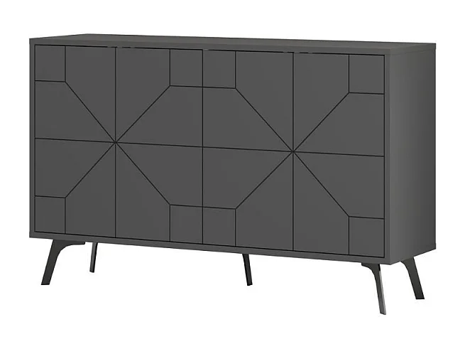 Madia 4 ante con disegno geometrico Dune 123x35x77,4 colore antracite