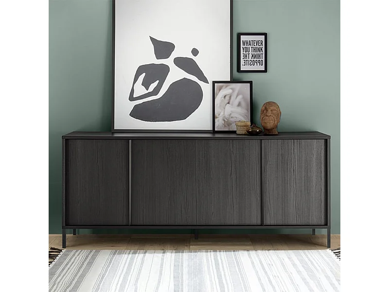 Madia 4 ante Giugi 206x40x86 colore nero frassinato