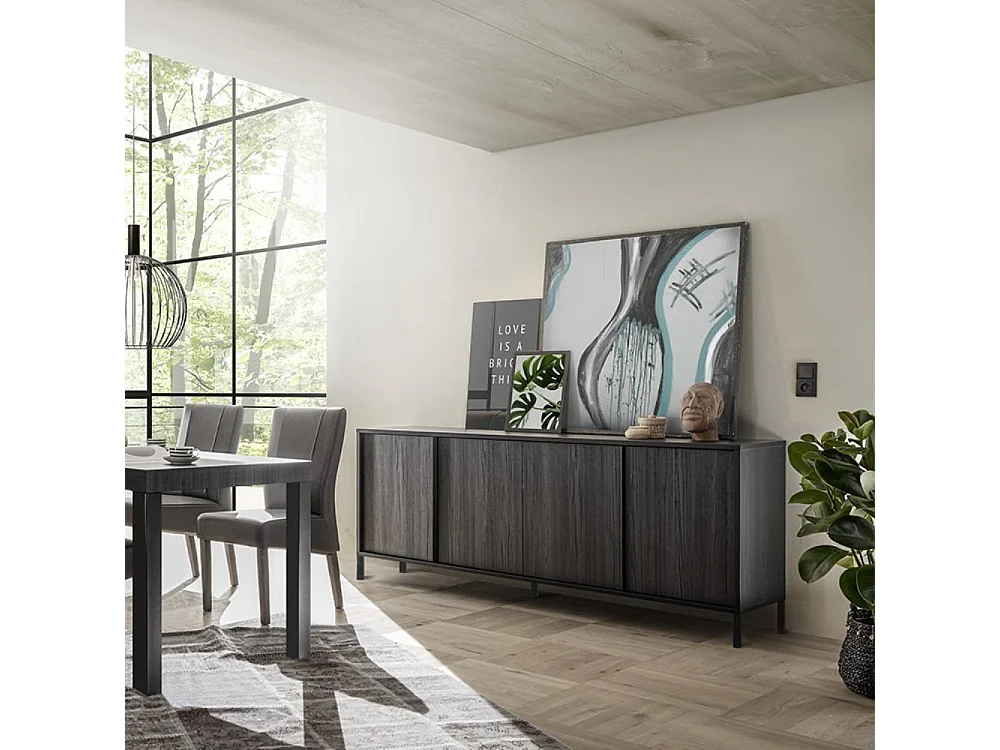 Madia 4 ante Giugi 206x40x86 colore nero frassinato