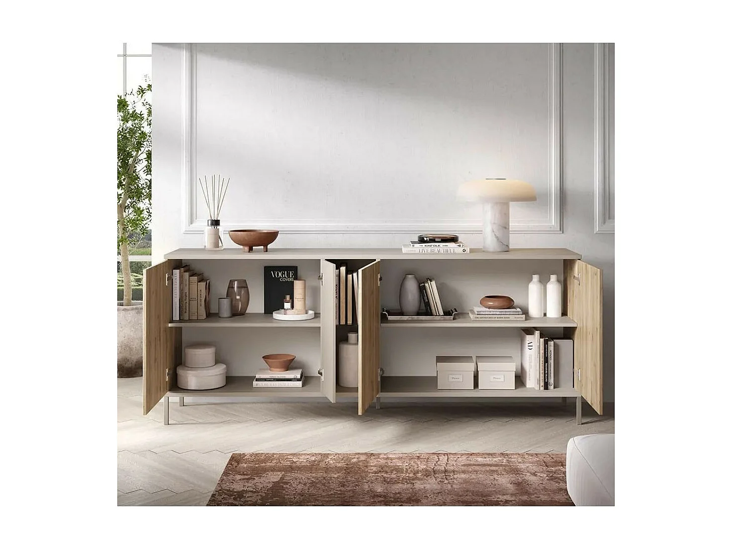 Madia 4 ante doppio colore cashmere e rovere cadiz Brando 210x43x86H