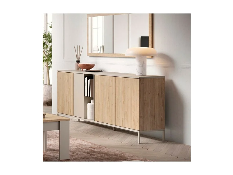 Madia 4 ante doppio colore cashmere e rovere cadiz Brando 210x43x86H