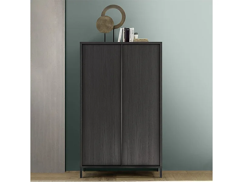 Madia alta contenitore 2 ante Giugi 106x40x177 colore nero frassinato