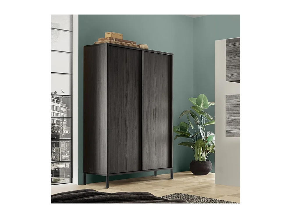 Madia alta contenitore 2 ante Giugi 106x40x177 colore nero frassinato