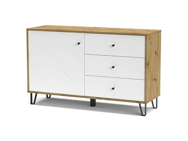 Madia 3 cassetti e anta Bollo5 123,4x40x75,2H colore rovere bianco