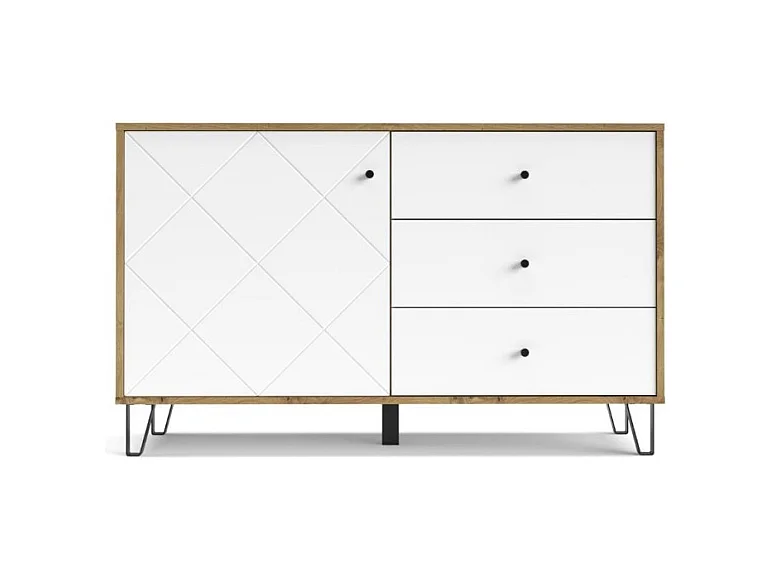 Madia 3 cassetti e anta Bollo5 123,4x40x75,2H colore rovere bianco