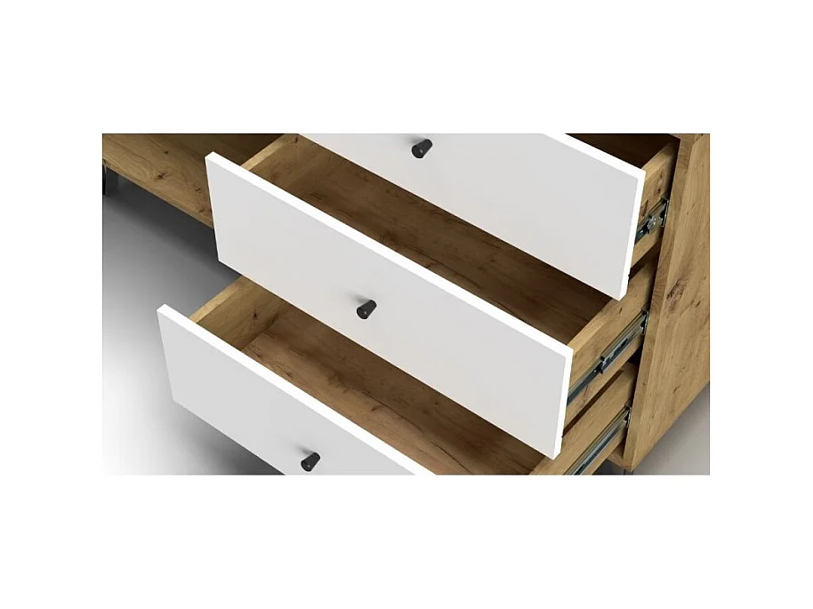 Madia 3 cassetti e anta Bollo5 123,4x40x75,2H colore rovere bianco