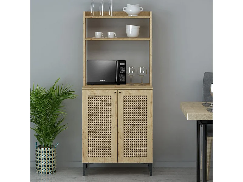 Credenza alta 2 ante e vani a giorno Zanne colore rovere