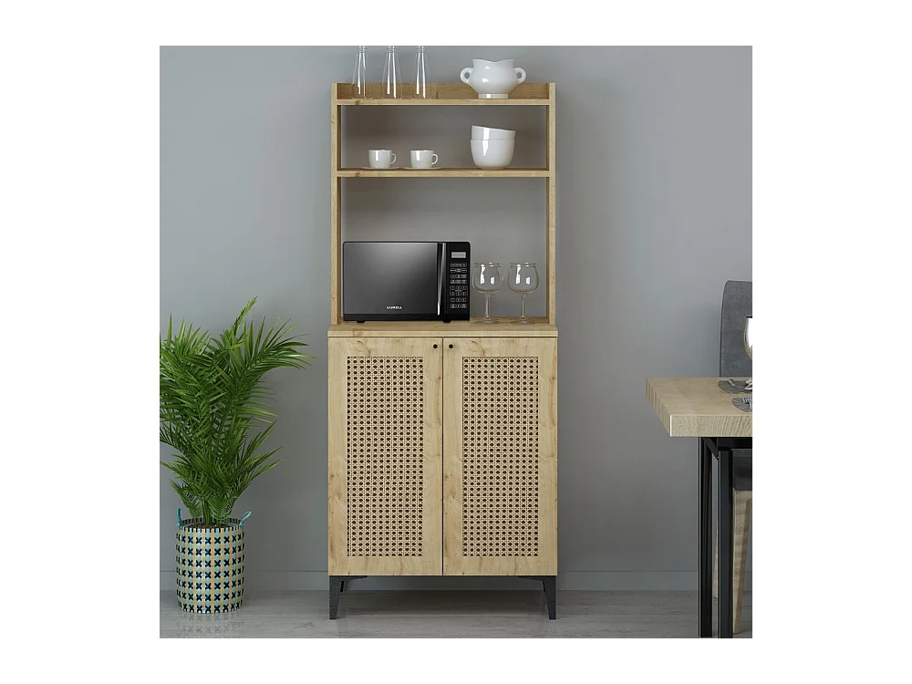 Credenza alta 2 ante e vani a giorno Zanne colore rovere