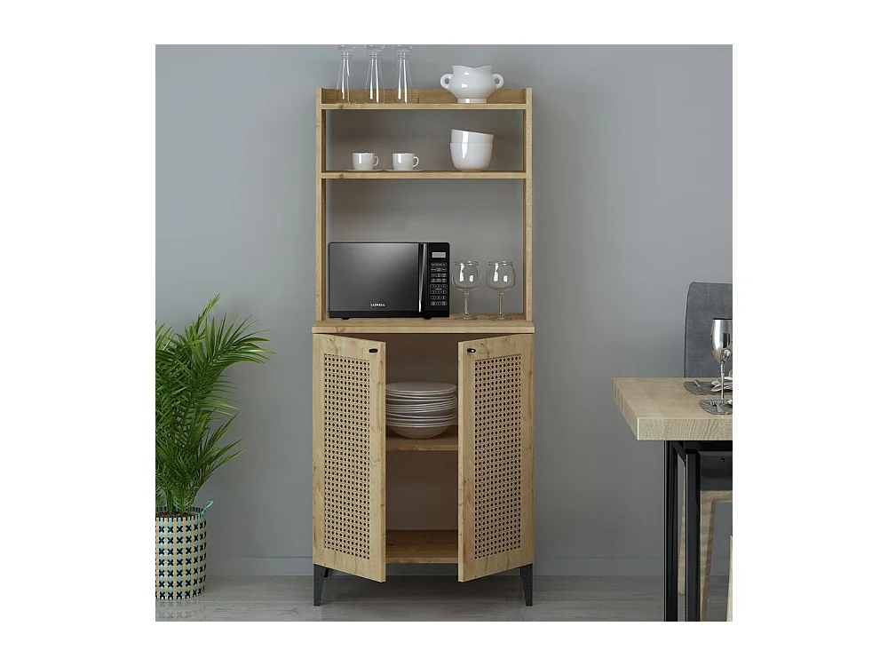 Credenza alta 2 ante e vani a giorno Zanne colore rovere