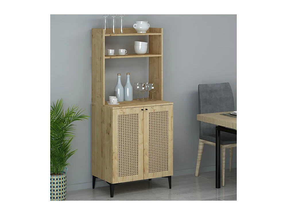 Credenza alta 2 ante e vani a giorno Zanne colore rovere
