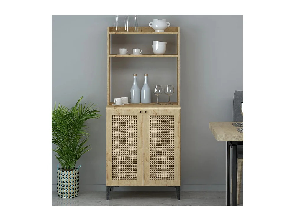 Credenza alta 2 ante e vani a giorno Zanne colore rovere