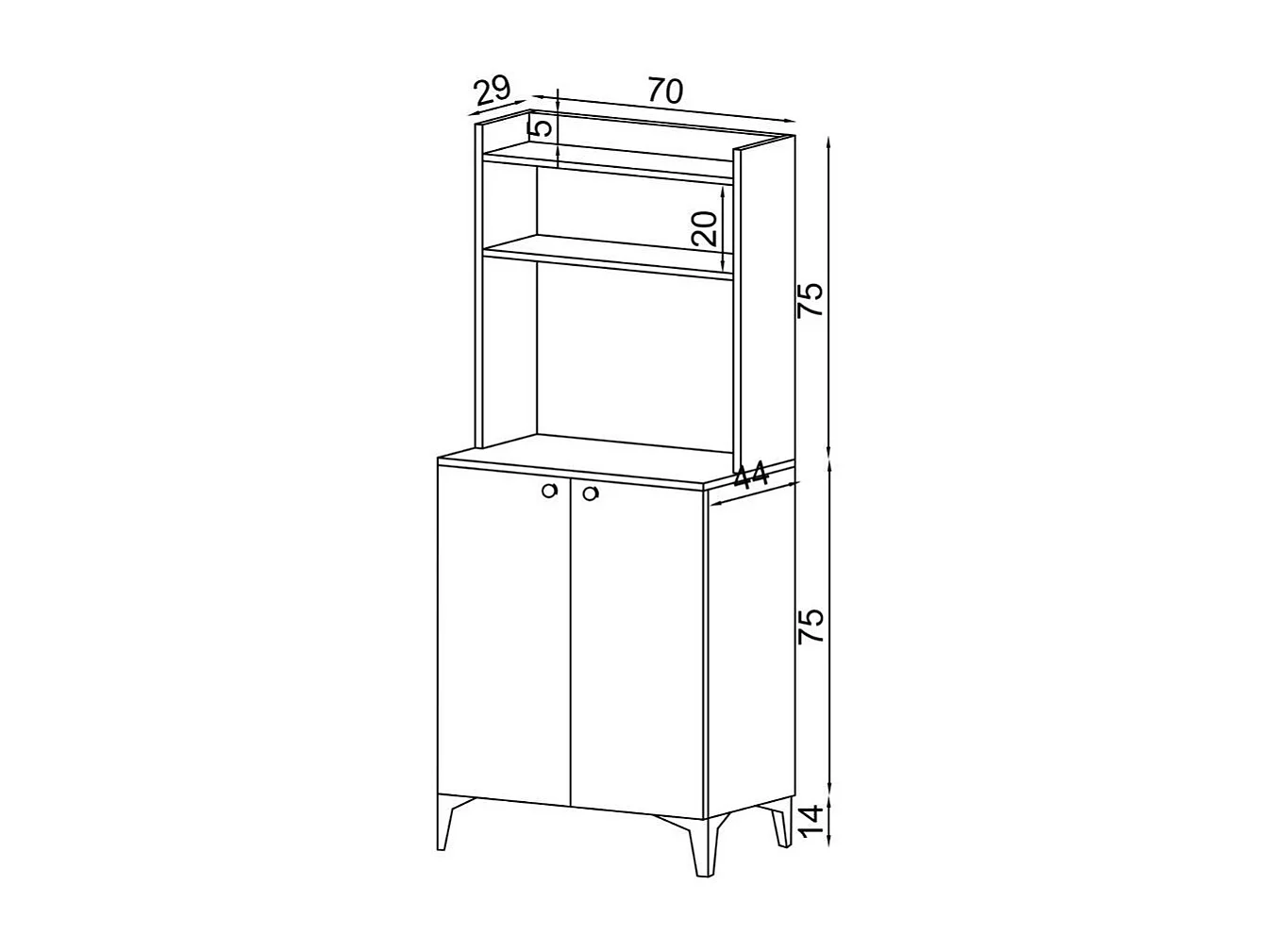 Credenza alta 2 ante e vani a giorno Zanne colore rovere