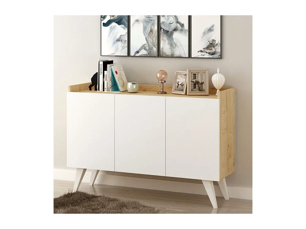 Madia 3 ante rovere e bianco Cok 120