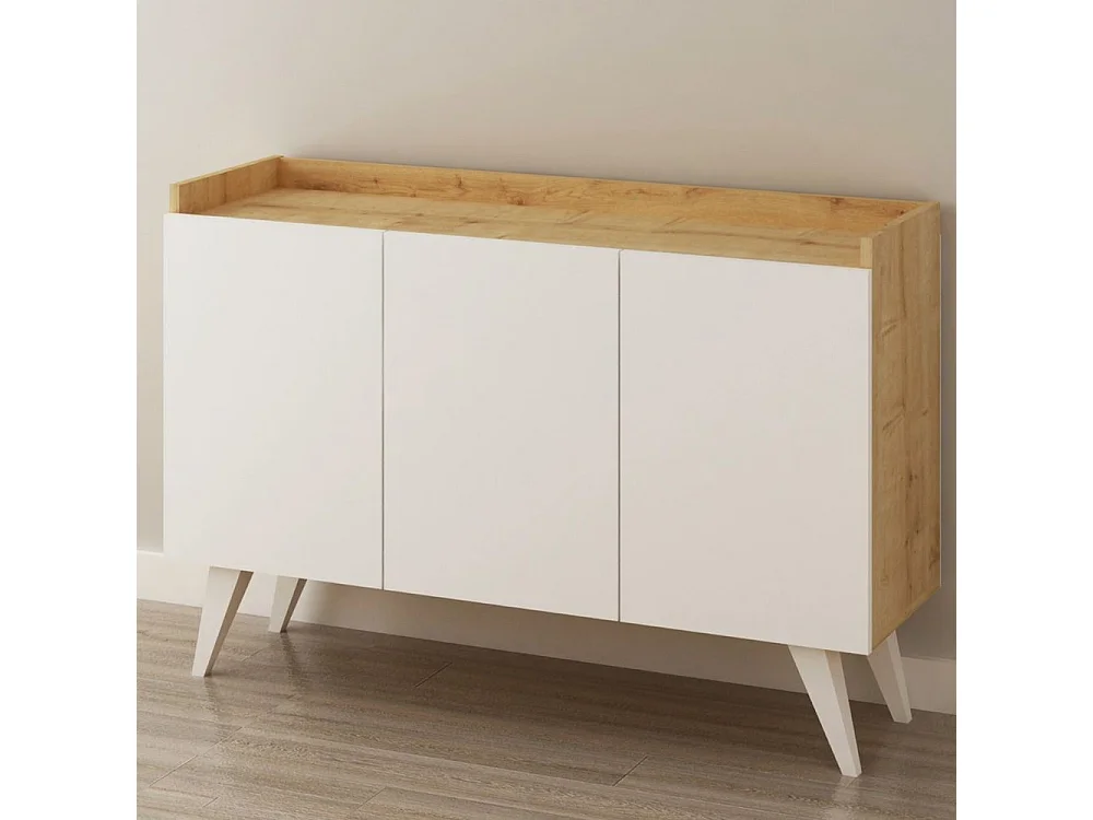 Madia 3 ante rovere e bianco Cok 120