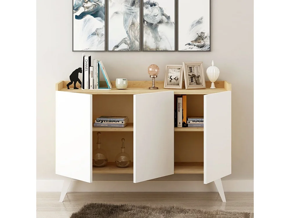 Madia 3 ante rovere e bianco Cok 120