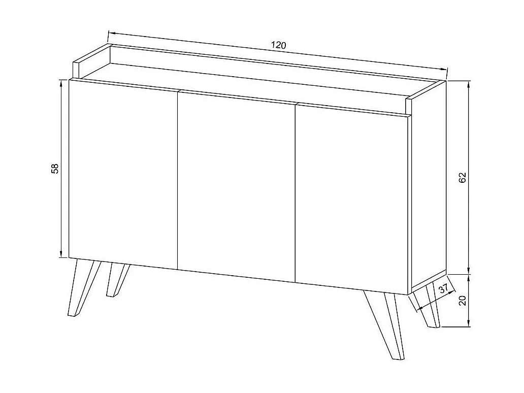 Madia 3 ante rovere e bianco Cok 120