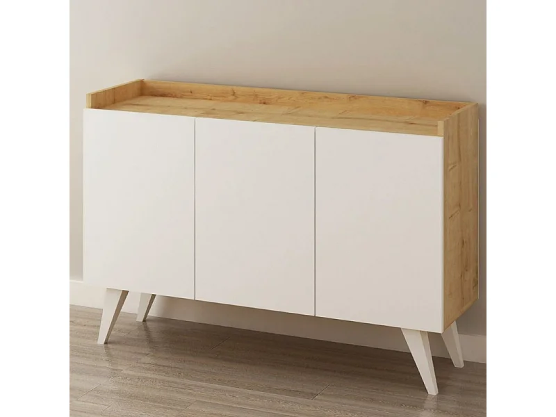 Madia 3 ante rovere e bianco Cok 120