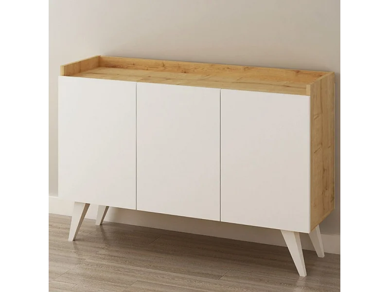 Madia 3 ante rovere e bianco Cok 120