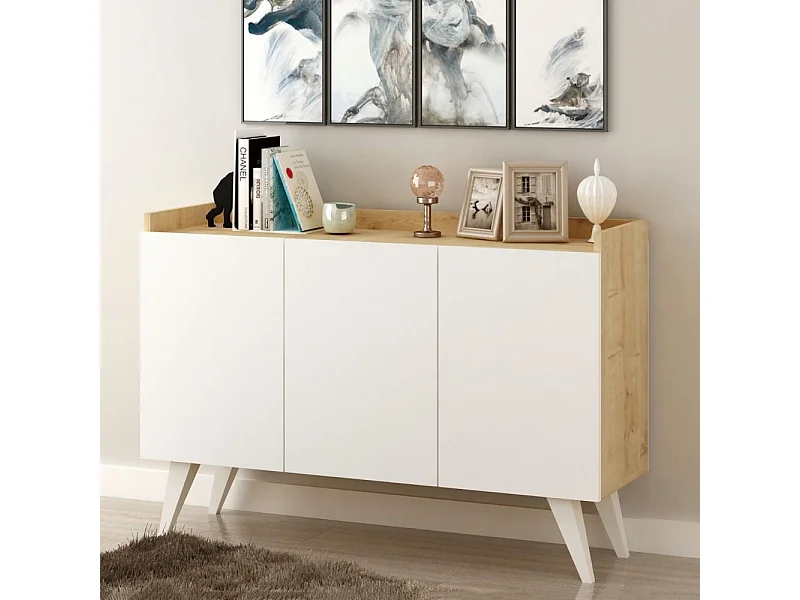 Madia 3 ante rovere e bianco Cok 120