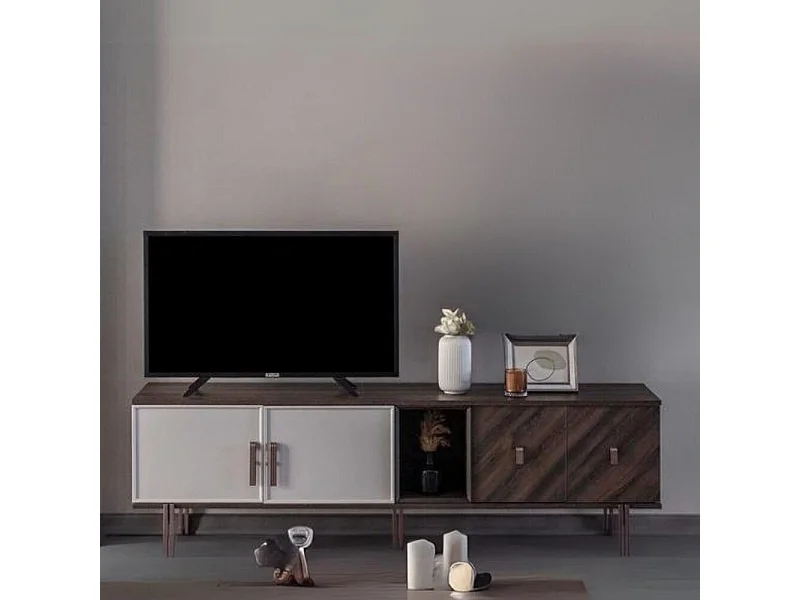 Mobile porta Tv 4 ante Merlin 195x47.6x60H finitura Mozambik spatolato