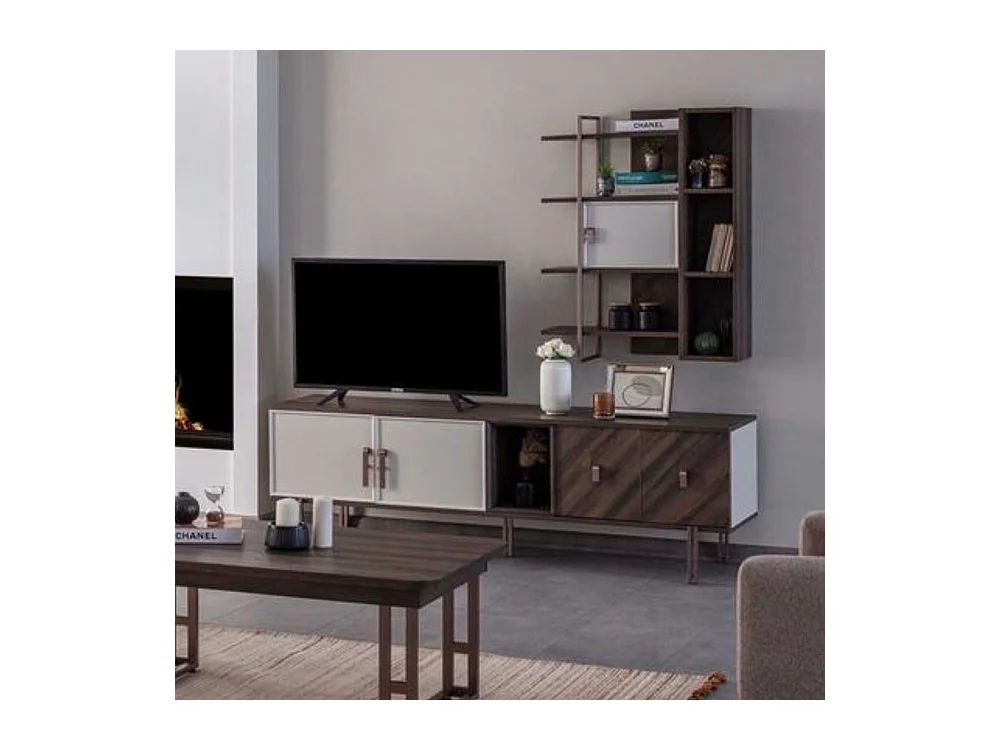 Mobile porta Tv 4 ante Merlin 195x47.6x60H finitura Mozambik spatolato