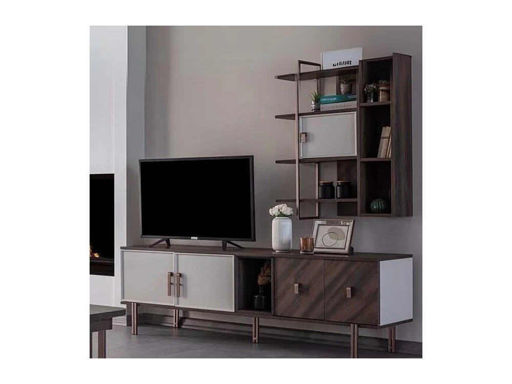 Mobile porta Tv 4 ante Merlin 195x47.6x60H finitura Mozambik spatolato