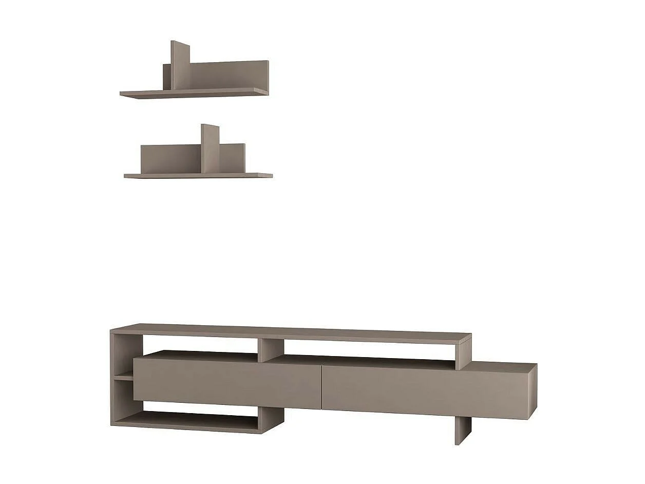 Porta tv con mensole a parete Gara 180 colore tortora