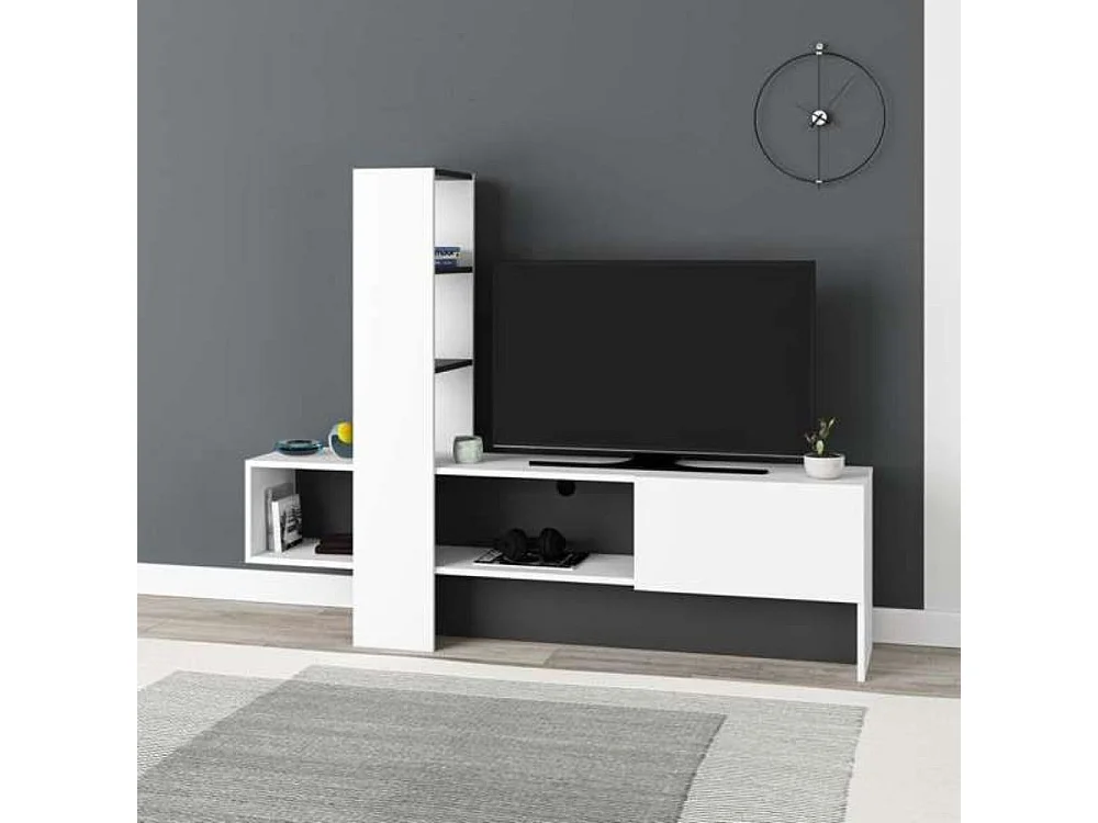 Mobile porta Tv Troya con anta a ribalta 180 cm colore bianco antracite